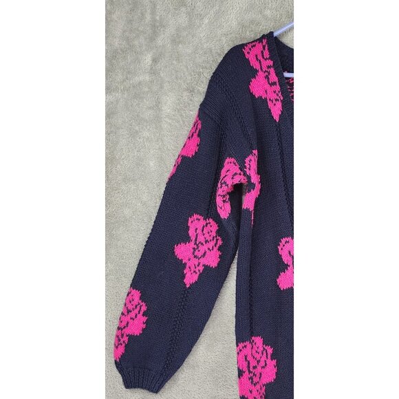 Cambridge Spirit Sweater Womens Small Blue Pink Rose Button Up Vintage Cardigan - Picture 9 of 10